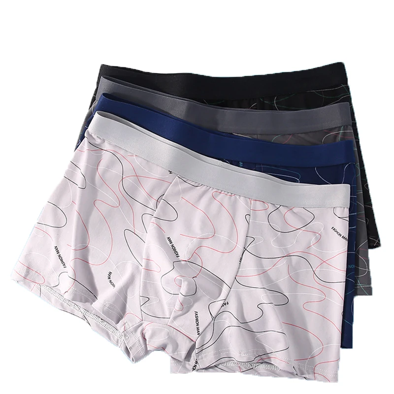 I K.REA Men Boxers Sports Underwear Underpants Shorts XL 2XL 3XL 4XL Simple Line Breathable Fashion Sports Fitness