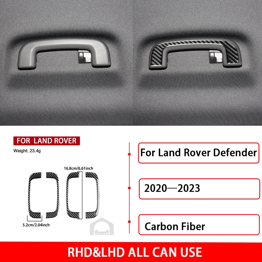 For Land Rover Defender 2020—2023 Cars Accessories Real Carbon Fiber Roof Puller Cover Trim Sticker Decorative Modification