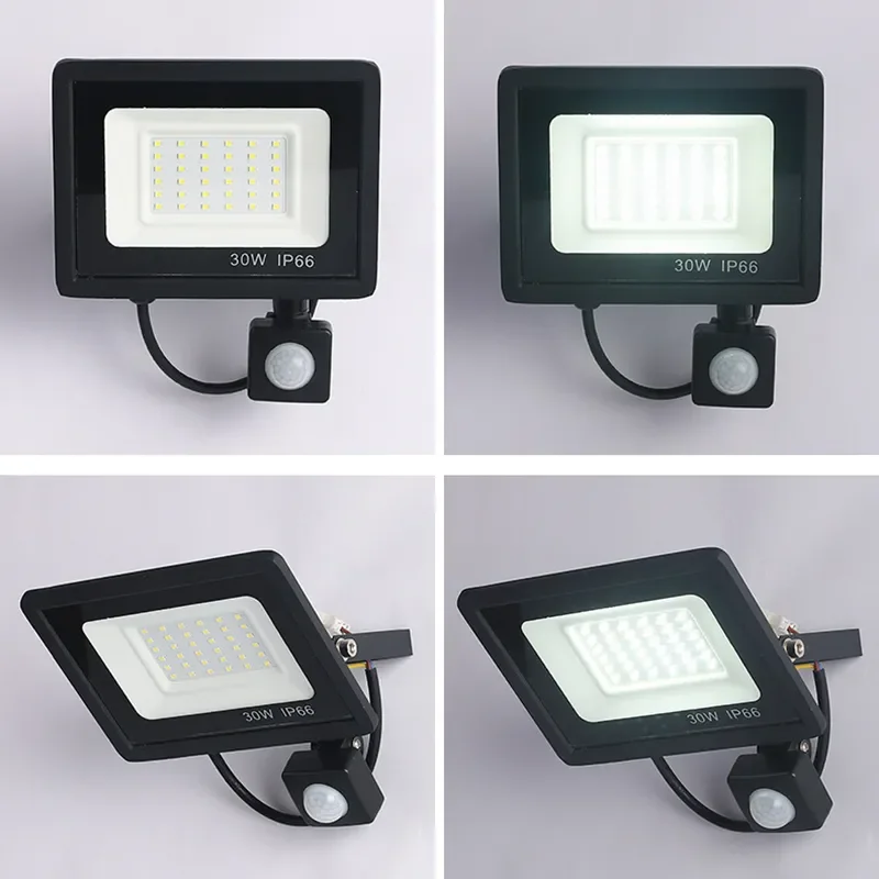 LED Floodlights 100W 50W 30W 20W 10W PIR Motion Sensor IP66 Waterproof LED 220V Hanging Exterior Outdoor Wall Lamp Spotlight