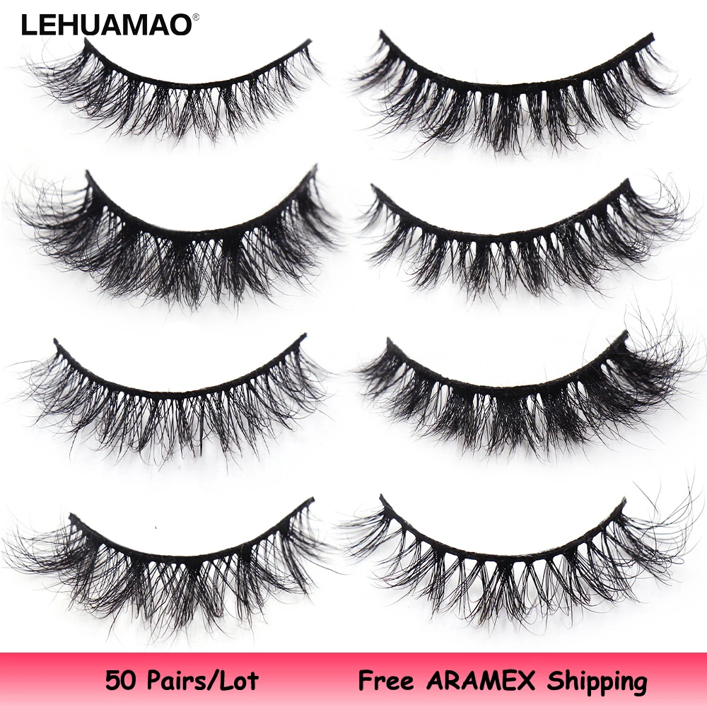 50 Pairs/lot Maquiagem Short Natural Mink Lashes Fluffy Wispy Eyelashes Volume 12mm-15mm False Eyelashes Eyelash Extensio makeup