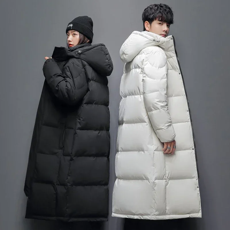 

Branded Fashion Parka Outdoor Skiing Men's Winter Long Coat Solid Color Hooded Design White Duck Down Filled Lightweight Jacket