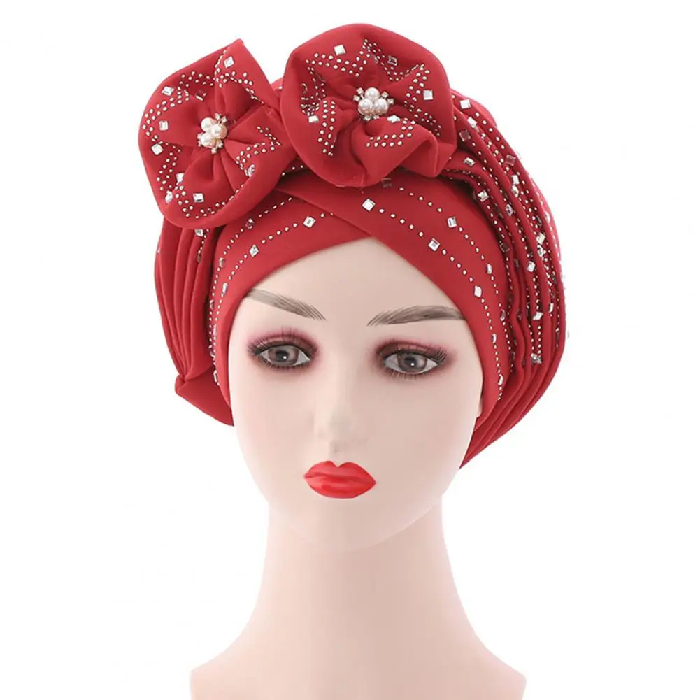 Beautiful Turban Cap  Foldable Resuable Turban Beanie  Flower Decor Women Headscarf Hat