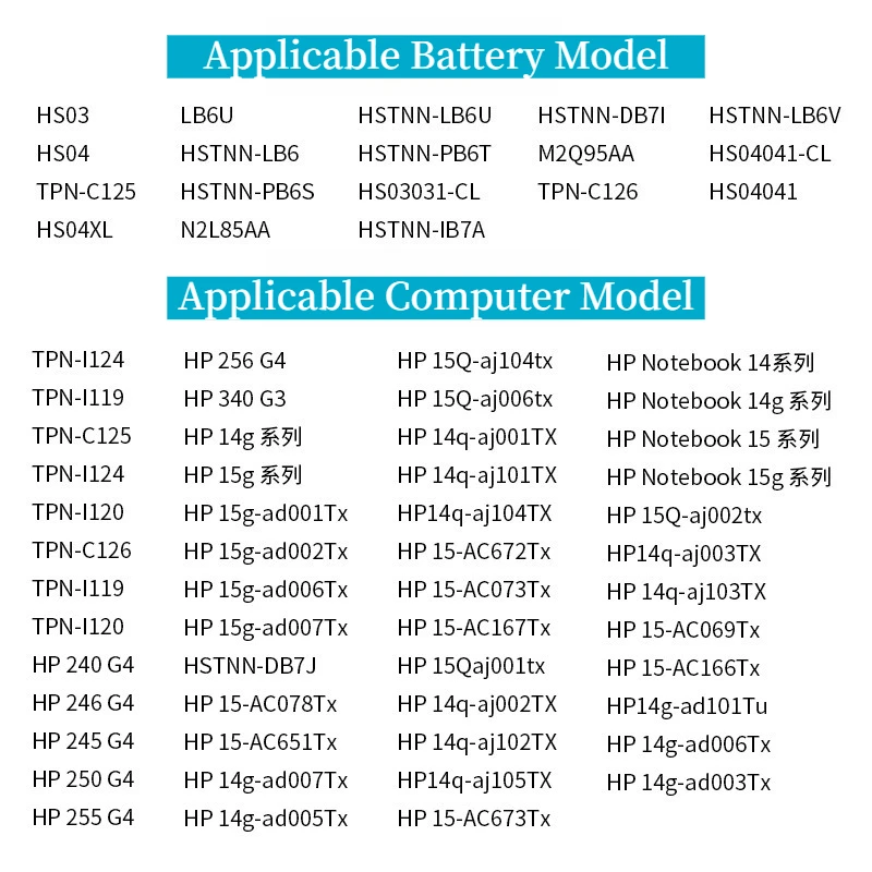 جديد HS04 HS03 بطارية الكمبيوتر المحمول ل HP 807956-001 807612-421 807611-131 HSTNN-LB6U 15-AY039WM 14 17 TPN-I119 240 245 246 250 256 G4