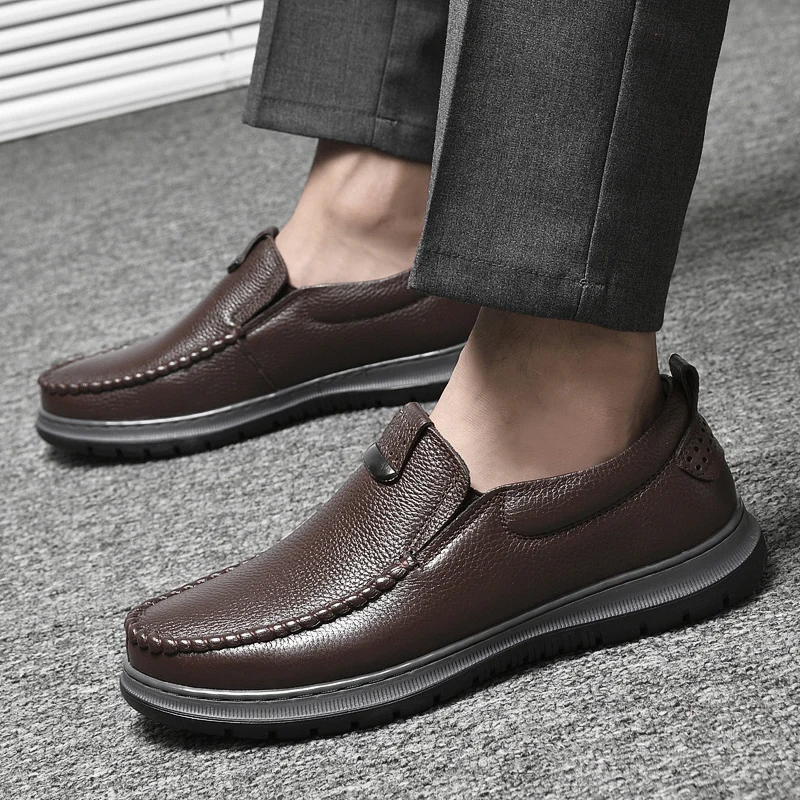 Men Leather Casual Shoes Business Formal Shoes Genuine Leather Comfortable Mens Soft Loafers Male Shoes