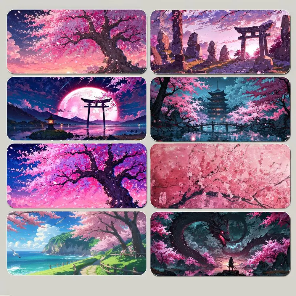 

Красивый коврик для мыши C-Cherry Blossom, большой игровой коврик для мыши с толстым прошитым краем, нескользящий коврик для стола