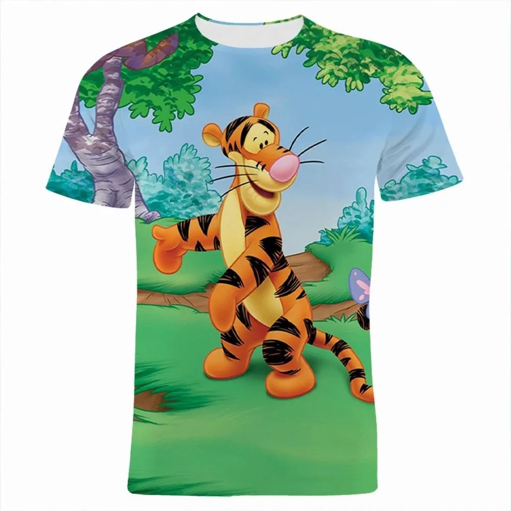 ديزني تيجر فيلم الرجال الصيف أزياء جولة الرقبة قصيرة الأكمام 3D الكرتون أنيمي قمم تي شيرت