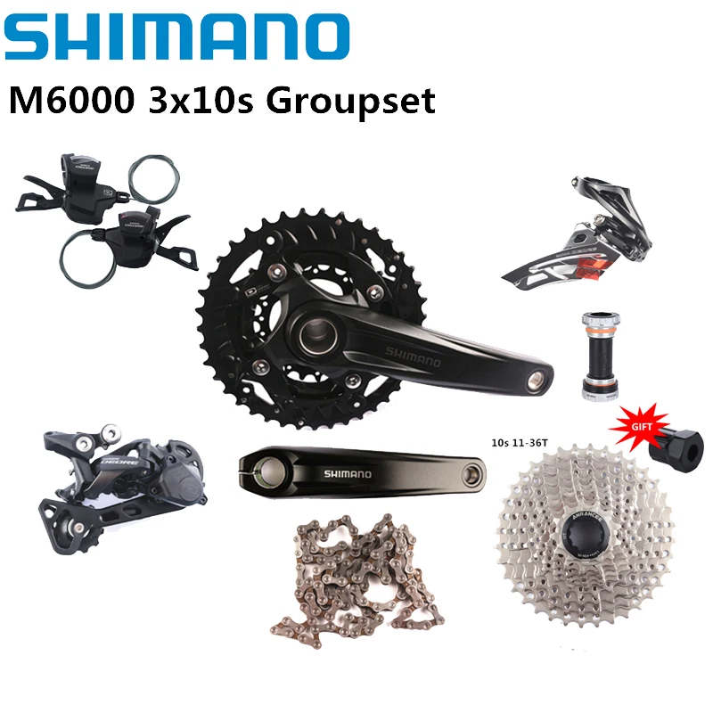 

DEORE M6000 3x10s Groupset MT500 170 мм механизм переключения передач Передний Задний рычаг переключения передач HG54 HG50 кассета BB52 для горного велосипеда