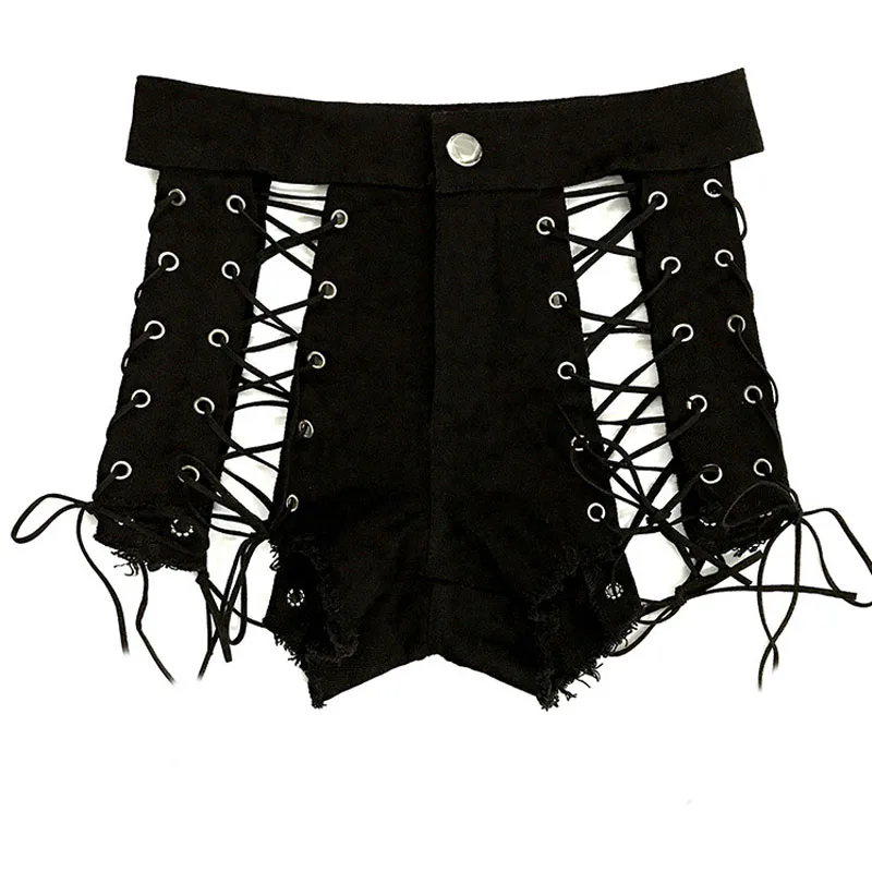1pcs Women's Sexy jeans denim shorts,denim cotton,hole Splicing Bandage,Black,Ladies Skinny Sexy super short jeans,Summer 2024
