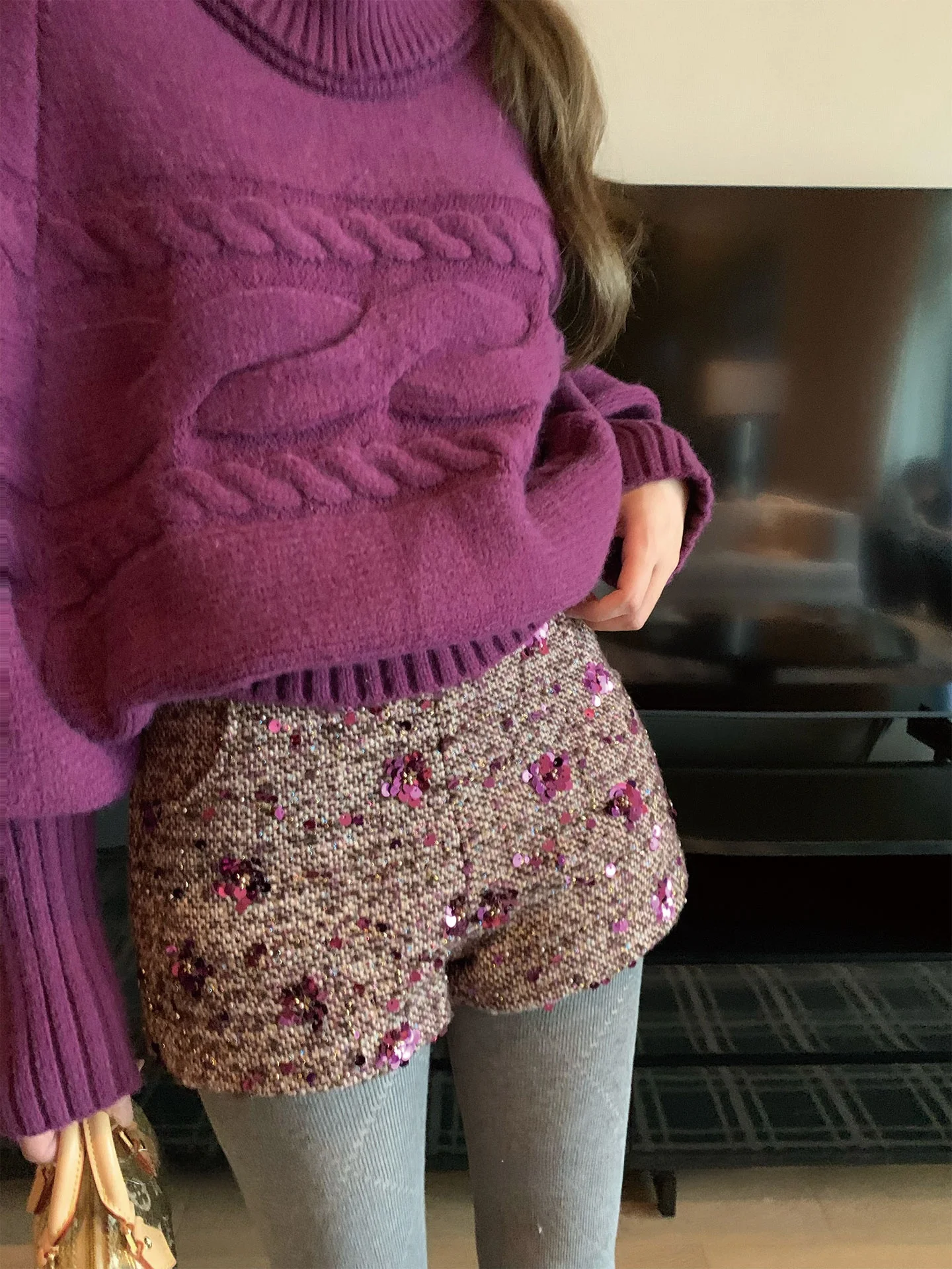 

Женские брюки Okaaay iny с пайетками, повседневные, с высокой талией, класса люкс, для ранней осени, с богатой отделкой