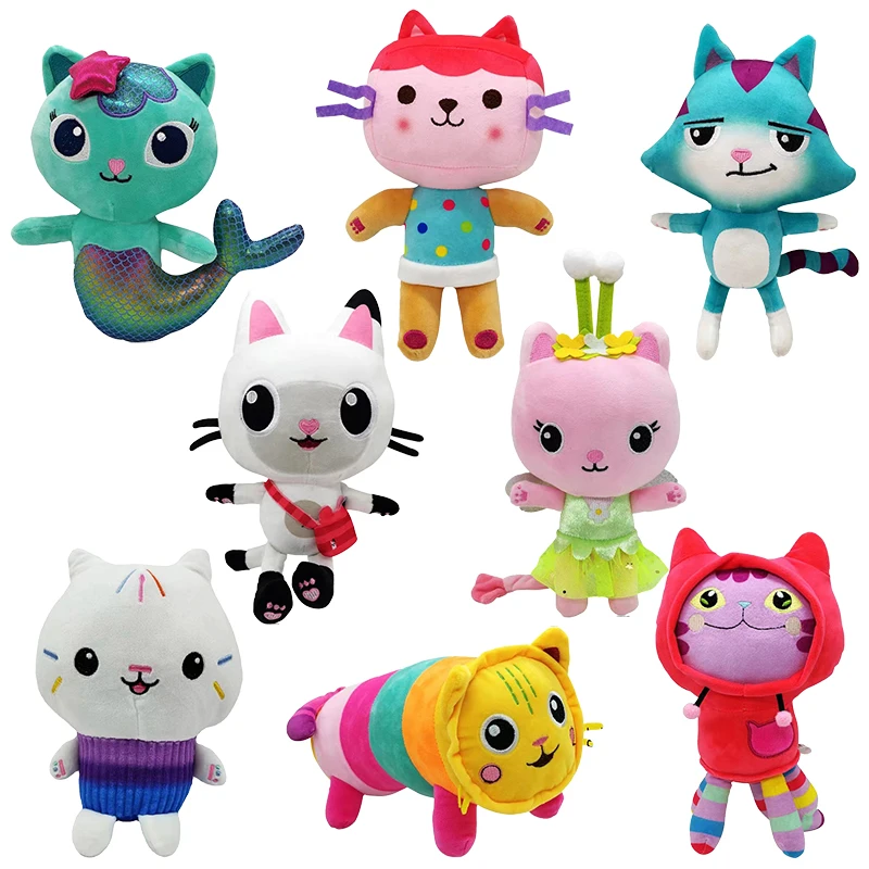 Newest Gabby Dollhouse Plush Toy Mercat Cartoon Stuffed Animals Smiling Cat Car Cat Hug Gabby Girl Dolls Birthday Gifts For Kids