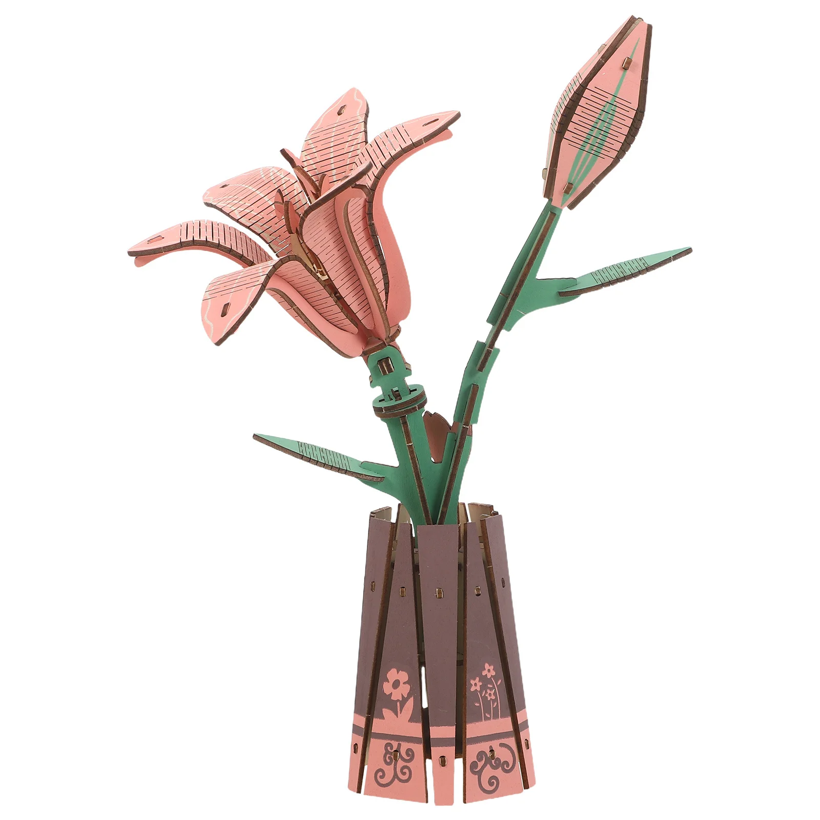 

1 комплект, деревянная головоломка с цветами, 3D лилия, бонсай, сборочный комплект для домашнего декора, настольное художественное ремесло, сделай сам, деревянная цветочная композиция, здание