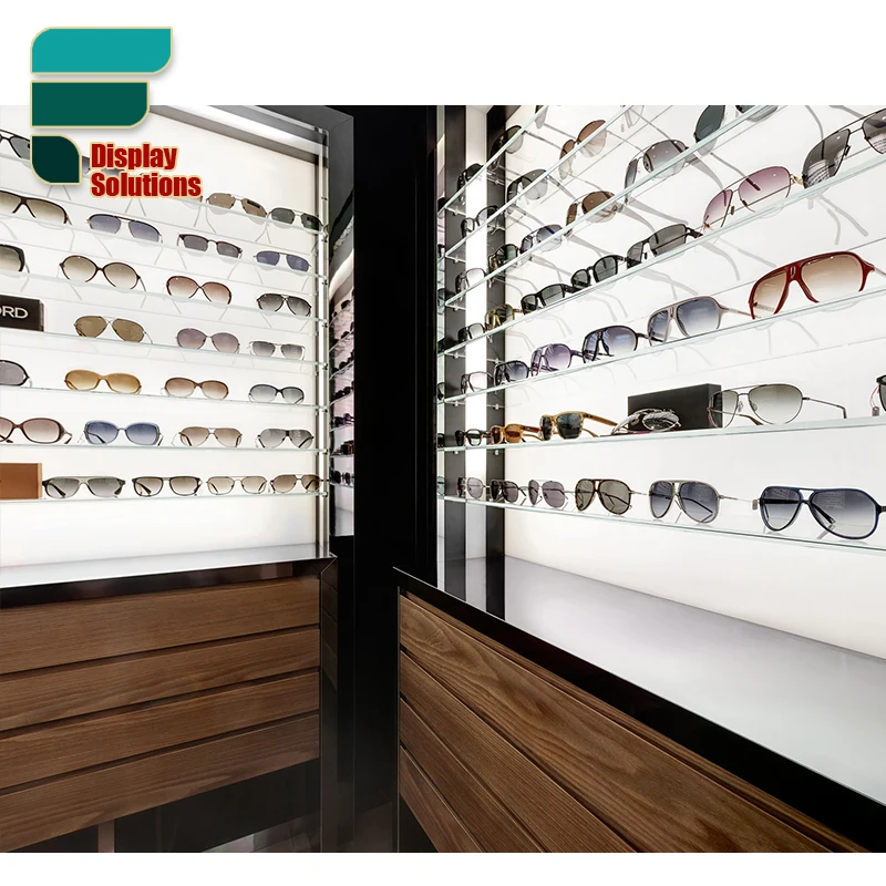 Customized-Modern Design Eyewear Store Interior Design Wooden Display Light Optical Shop Sign Board Sales