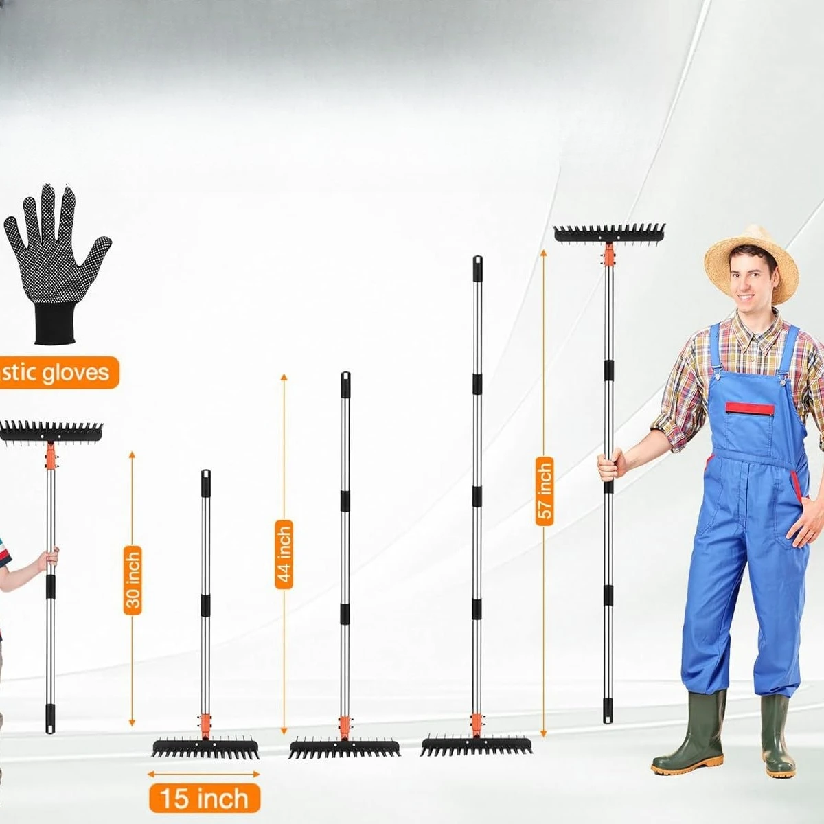 Doppelzahn-Blätterrechen, Gartenrechen zum Karten, Rasenrechen, Rechen für Gartengeräte