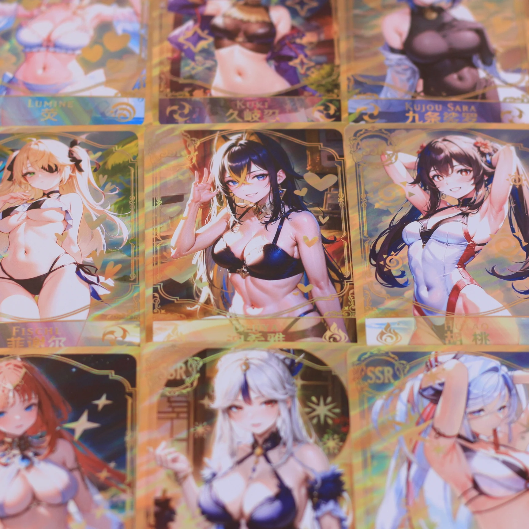 55Pcs Goddess Story Card Holographic Golden Letter All Shiny Anime Sexy Swimwear Girl Collection Card Ayaka Nezuko Magician Girl