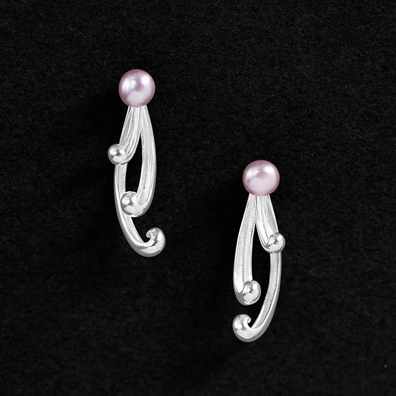 Miracle Sterling Silver 925 Original Design Falling Petals Elegant Artistic High-End Simple Petal Pearl Earrings For Women