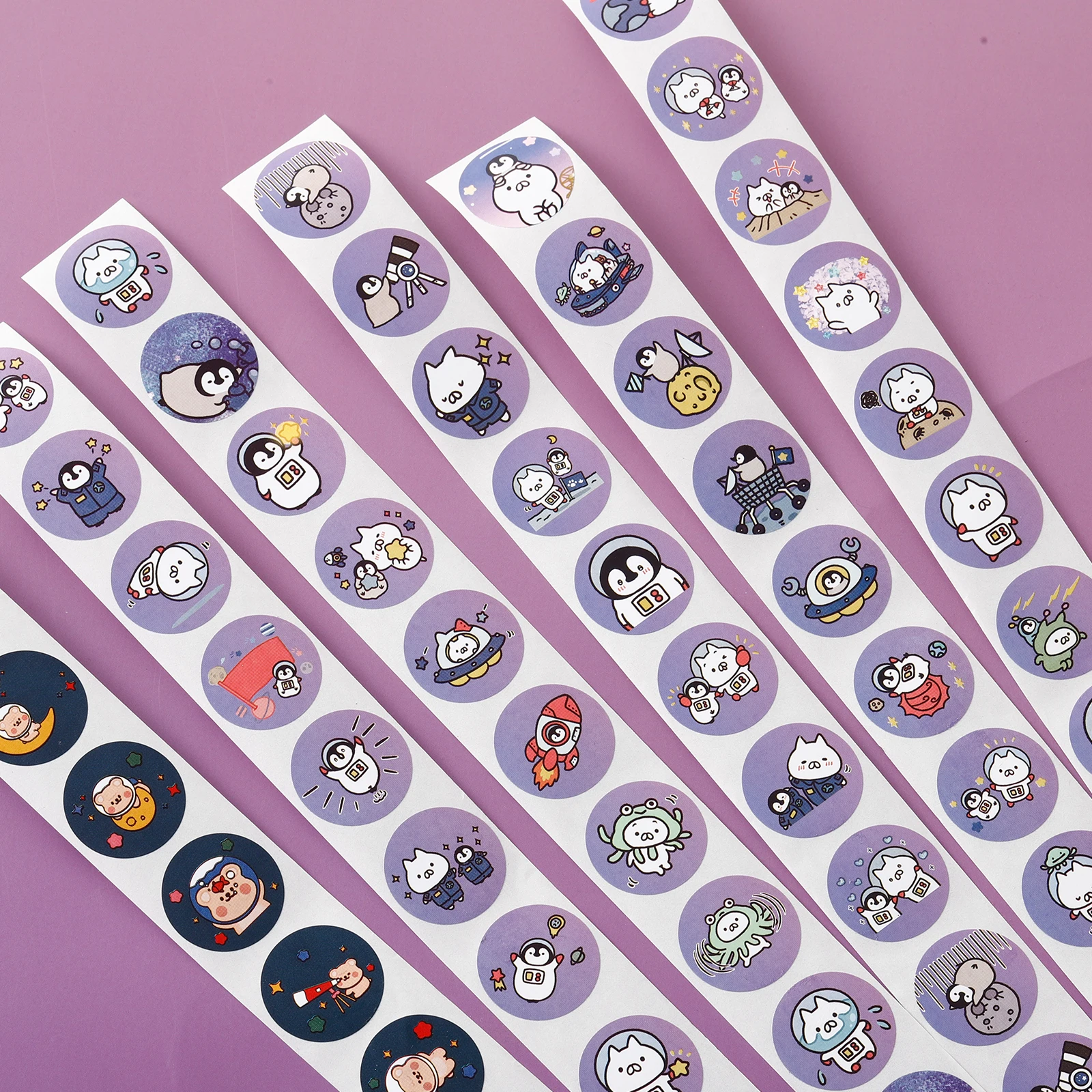 الفضاء الكرتون ملصق 8 أنماط جولة لطيف مختومة ملصقات ورقة / لفة