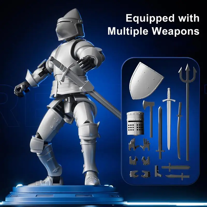 Medieval Knight Action Figures 3D Printed Mannequin Character Assembled Toys 13 Jointed Movable Shapeshift Robot Kids Gifts