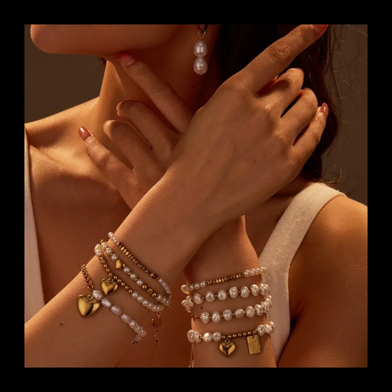 Stylish and Elegant Baroque Special-shaped Imitation Pearl Bracelets, Stacked with Exquisite Jewelry