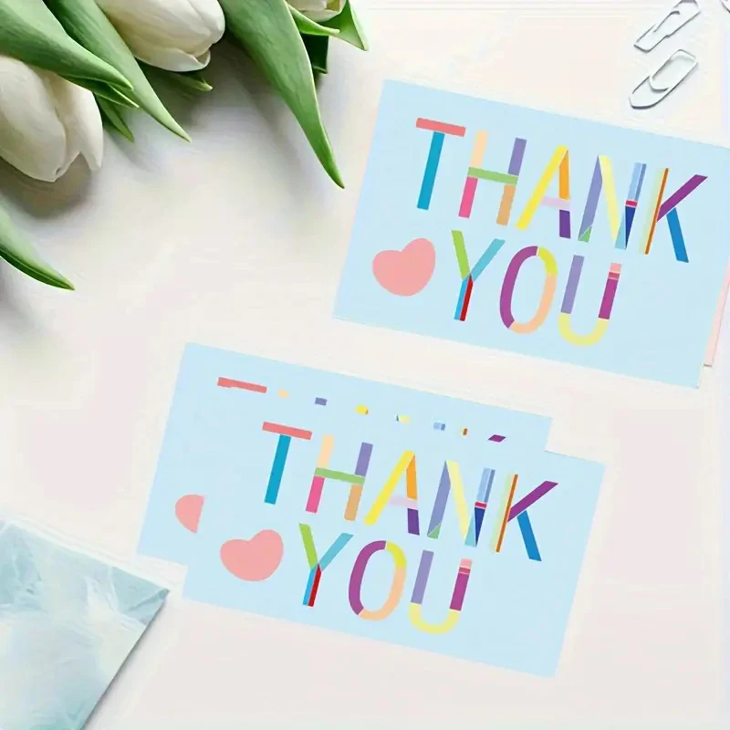 50pcs Thank You Cards Commercial Decorative Label Card Gift Packaging Thank You Card For Your Supporting Message Card