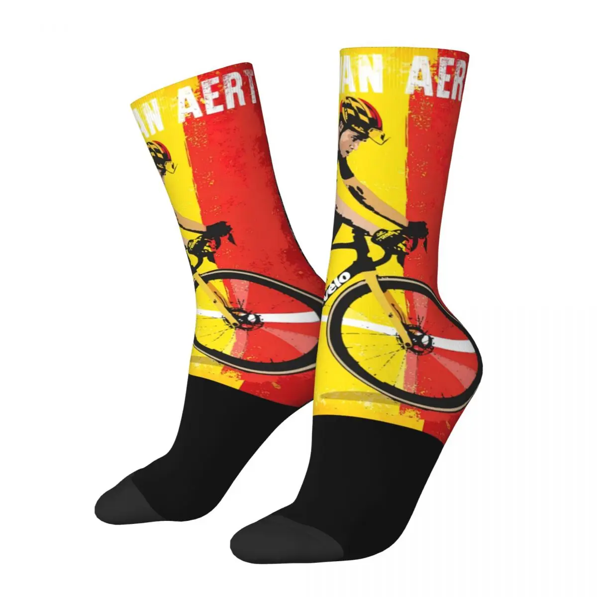 All Season Colorful Men\'s Women\'s Wout Van Aert Cycling Art Crew Socks Merch Crew Socks Super Soft