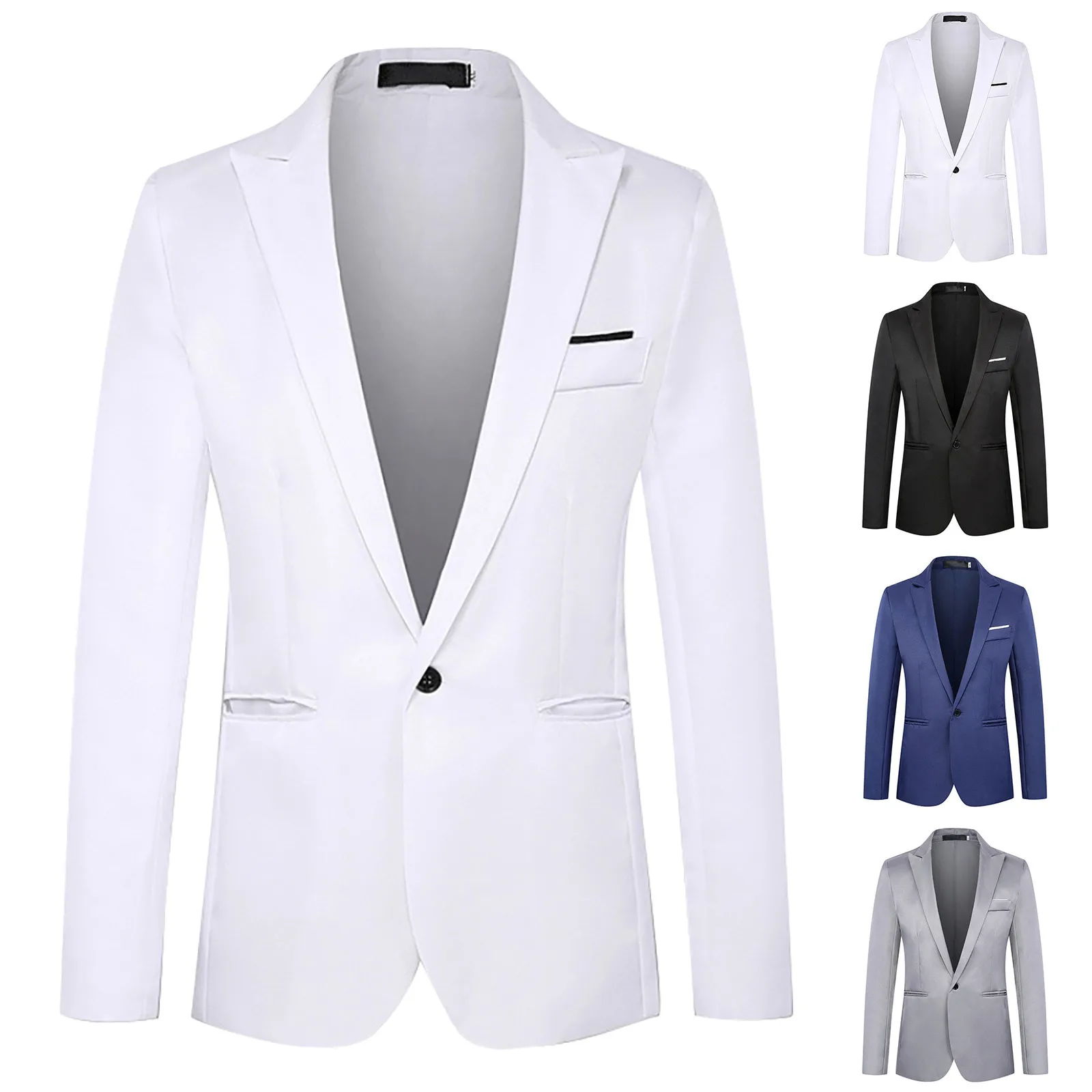 Mens Formal Blazers Jacket Suit Coat Solid Slim Fit One Button Business Suits Wedding Party Homecoming Suits For Men Long Sleeve