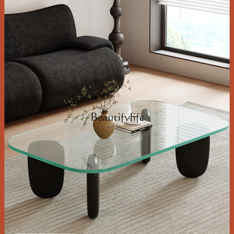 

Glass Coffee Table Home Small Apartment Living Room Solid Wood Sofa Side Table Simple