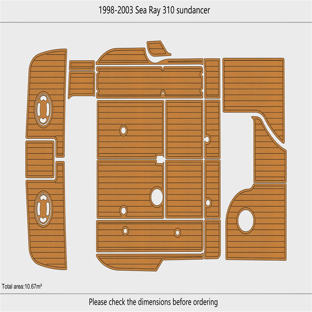 

1998-2002 Sea Ray Sundancer 310 Плавательная платформа Кокпита Pad Лодка EVA Пол из тикового дерева