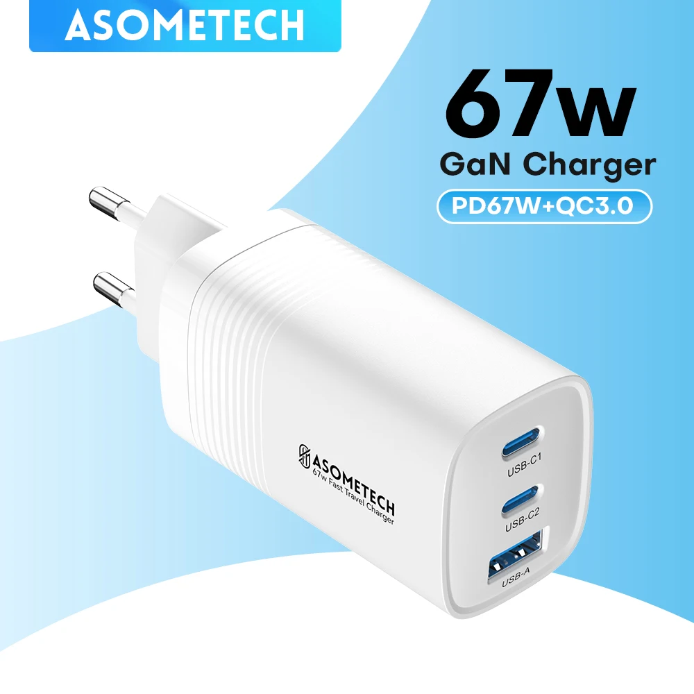 67W GaN USB Type C Charger 45W PPS PD 3.0 QC 3.0 Portable Quick Charger For iPhone 15 14 Pro Samsung Macbook Laptop Tablet Ultra