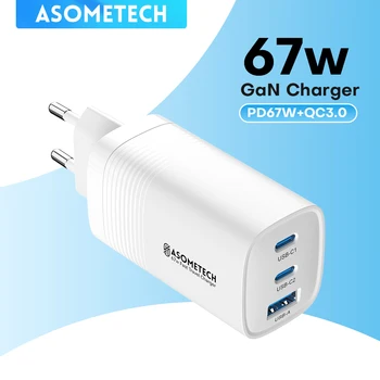 GaN USB C타입 충전기, 45W PPS PD 3.0 QC 3.0 휴대용 고속 충전기, 아이폰 15, 14 프로, 삼성 맥북 노트북 태블릿 울트라용, 67W