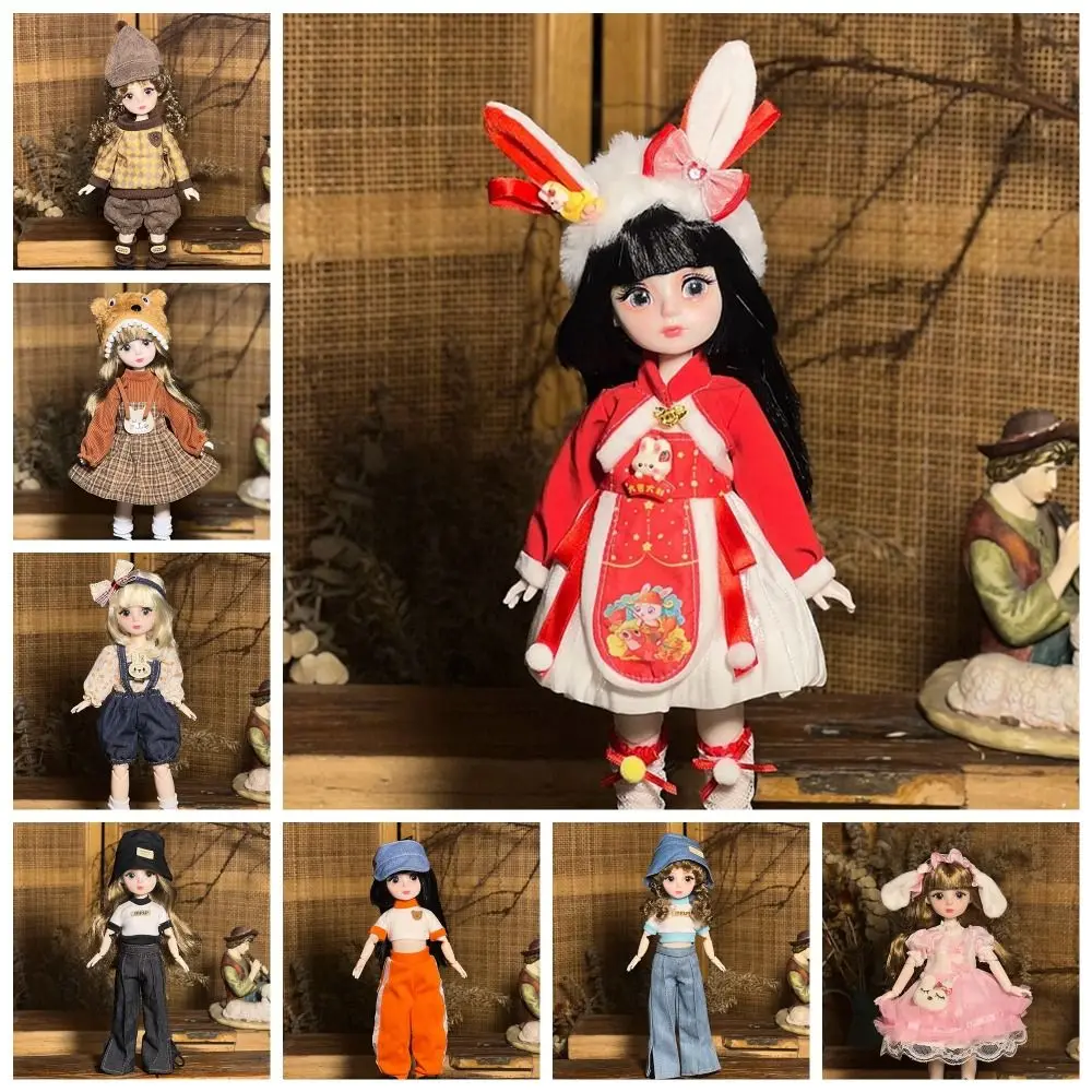 매력적인 눈 긴 머리 공주 원피스 BJD 인형, 가발 메이크업, 우아한 옷, 1/6 SD, 30cm, 1 세트