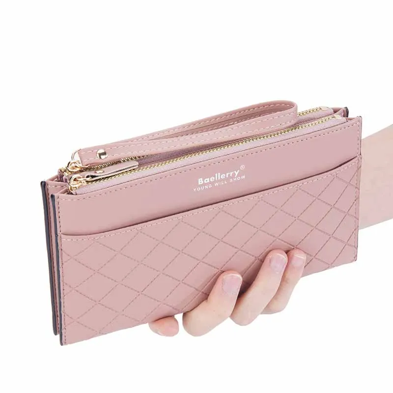

Zipper Money Coin Purse Women Card Holder Long PU Leather Clutch Wallet Large Capacity Lady Wristlet Phone HandBags Money Pocket
