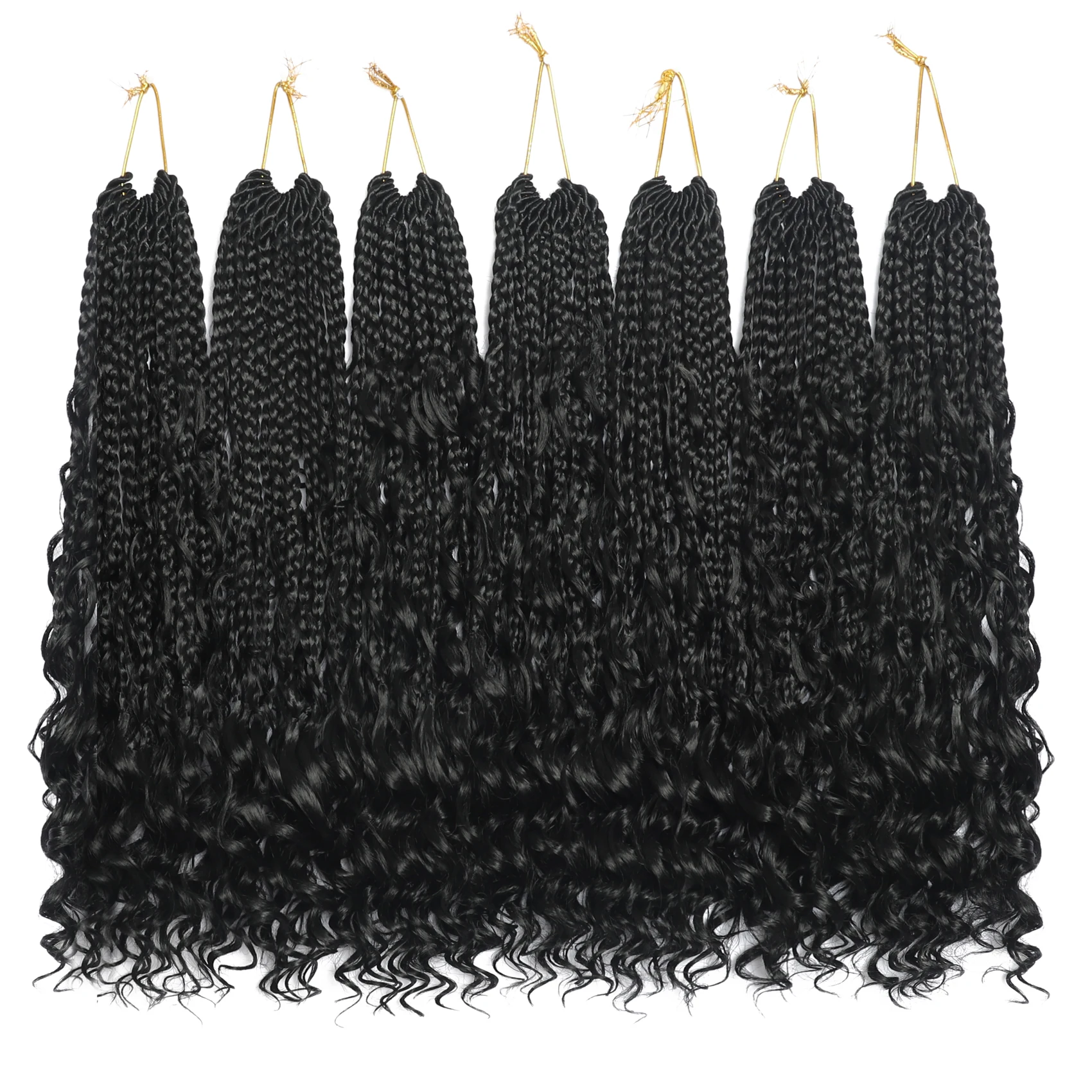 7-pack Boho Box Braids Goddess Box Braids Gehaakt haar Boheemse hippievlechten Vlechthaar Box Braids met krullend synthetisch