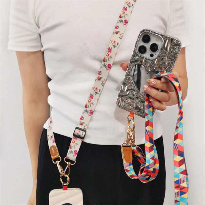 Tendy Floral Leaf Star Pattern Crossbody Neck Strap Rope Phone Accessorie Adjustable Anti-Lost Lanyard Shoulder Strap Chain Rope