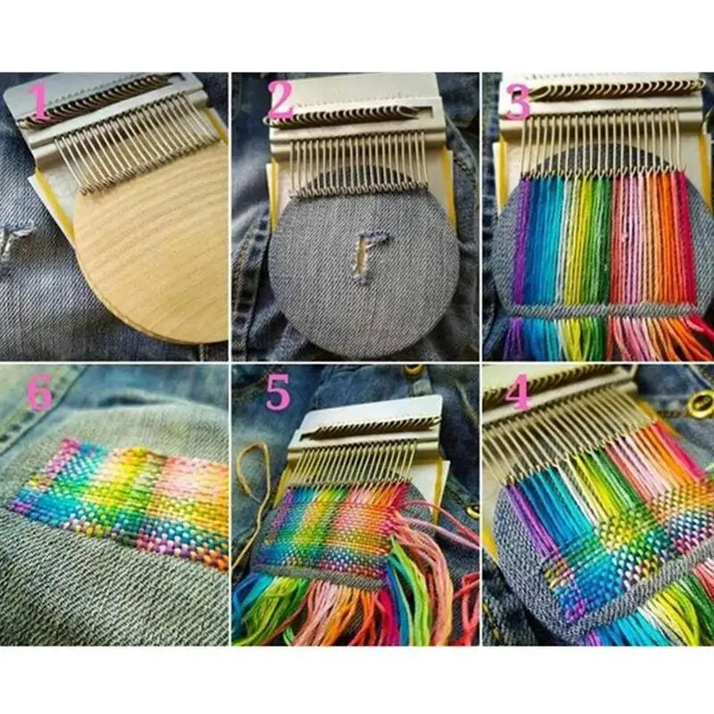 Textile Tools Mending Jeans Clothes Wooden Small Loom Fun Mending Loom Speedweve Type Weave Tool Darning Machine Loom