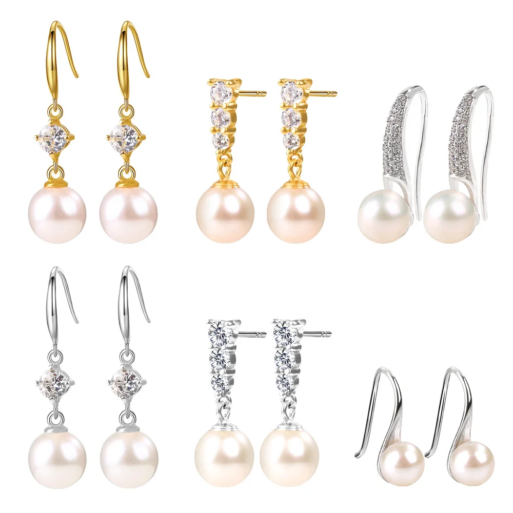 

925 Silver Hoops Women Pearl Earrings One Piece Piercing Decoration New In Fine Jewelry Trend 2024 For Girl Vintage Accesories