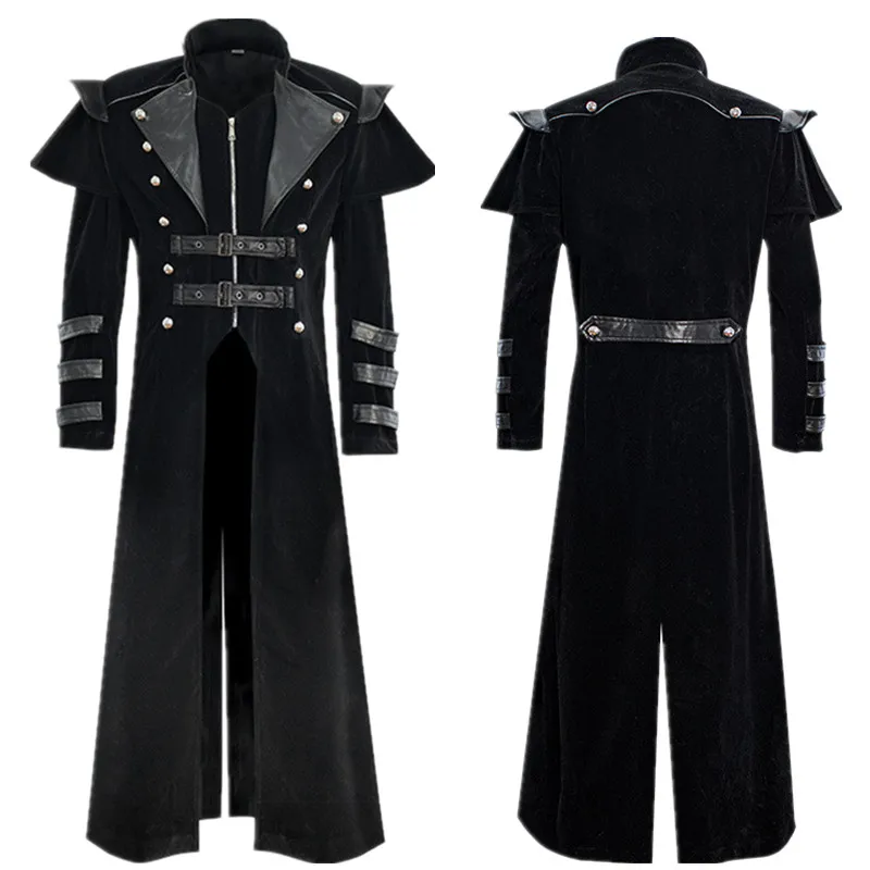 

Halloween Men's Gothic Punk Long Coat Style Retro Windbreaker Stage Performance Magic Show Costume Polyester Fiber