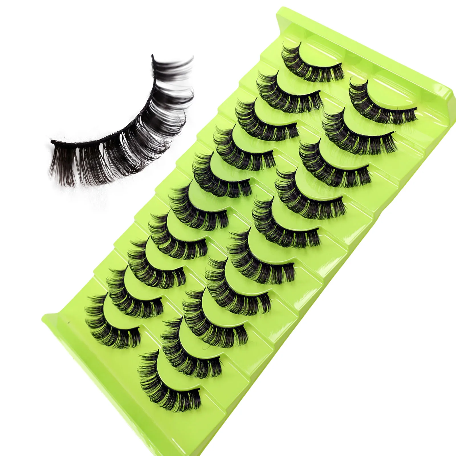 10 أزواج من أدوات تجعيد الرموش الصناعية الروسية، شعر كثيف ثلاثي الأبعاد