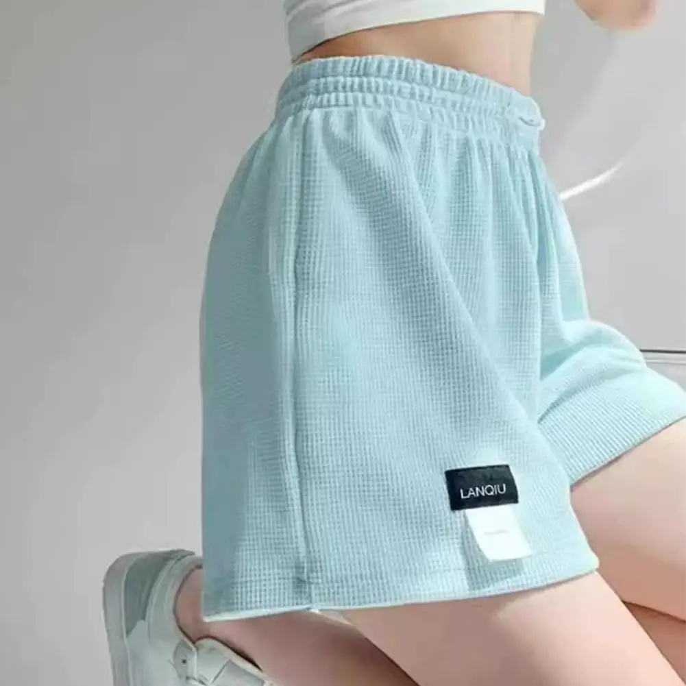 Waffle Sports Shorts For Women's Summer 2024 New Korean Version Loose High Waisted Home Wide Leg Hot Pants For External Wear image 5