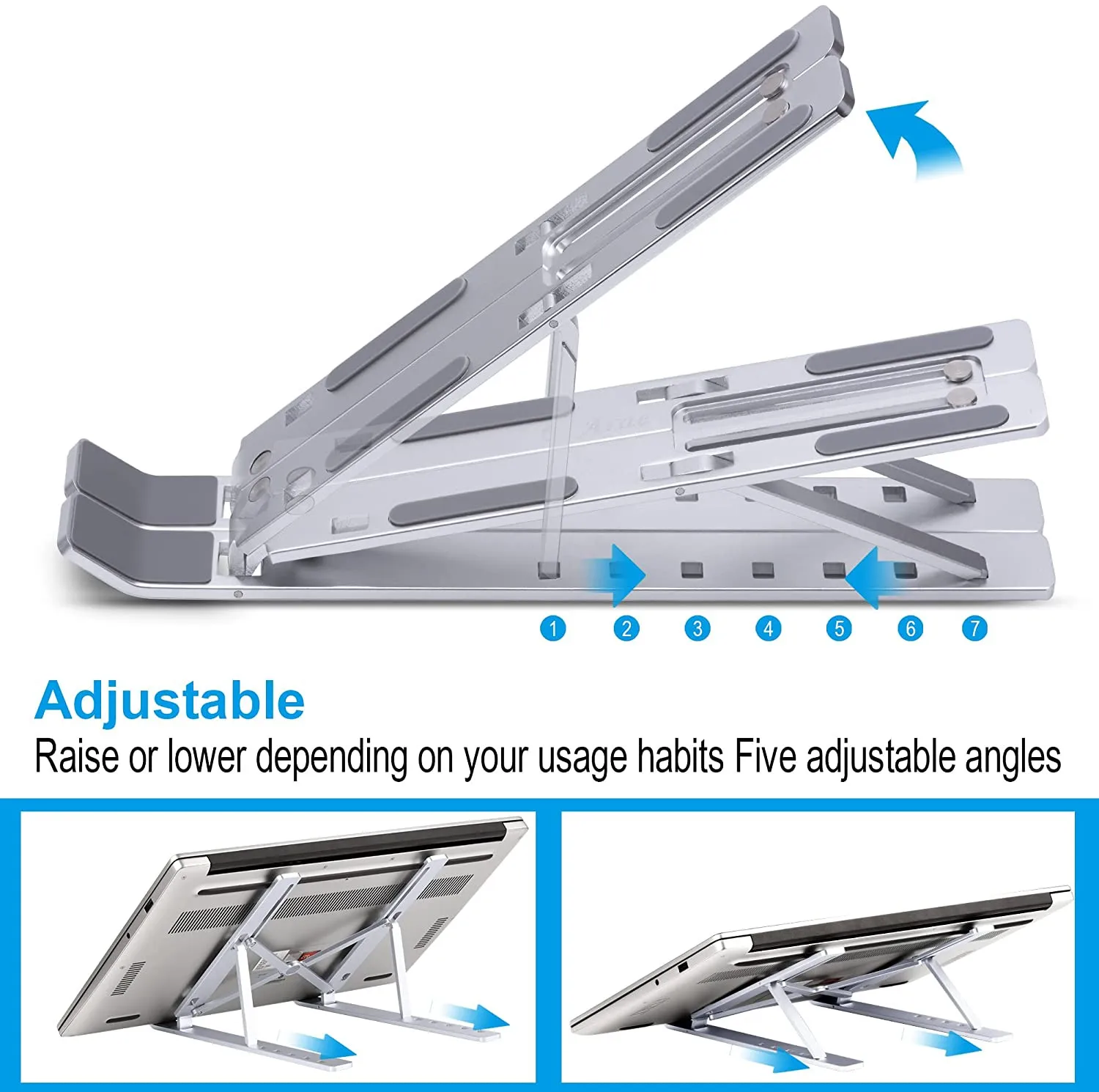 Folding Height Adjustable Aluminum Foldable Portable Adjustment Desktop Laptop Holder N29-3 Riser Stand