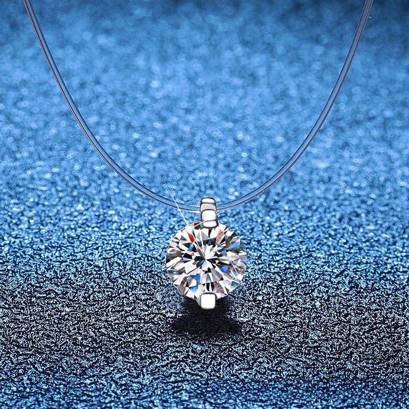 

Mozambique Mermaid Tears Necklace Platinum PT950 18K Gold Invisible Fishing Line Drip Diamond Light Luxury Style Clavicle Chain