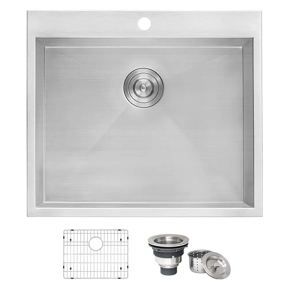 

25 x 22 x 12 inch Dropin Topmount Laundry Utility Sink, Deep 16 Gauge Stainless Steel Utility Sink Drop In Laundry Sink Single