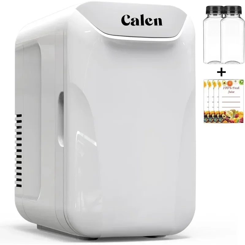 CALEN Mini Fridge with 2 Bottles Mini Fridge for Bedroom Skincare Fridge Refrigerator for Food Beverages Cosmetics