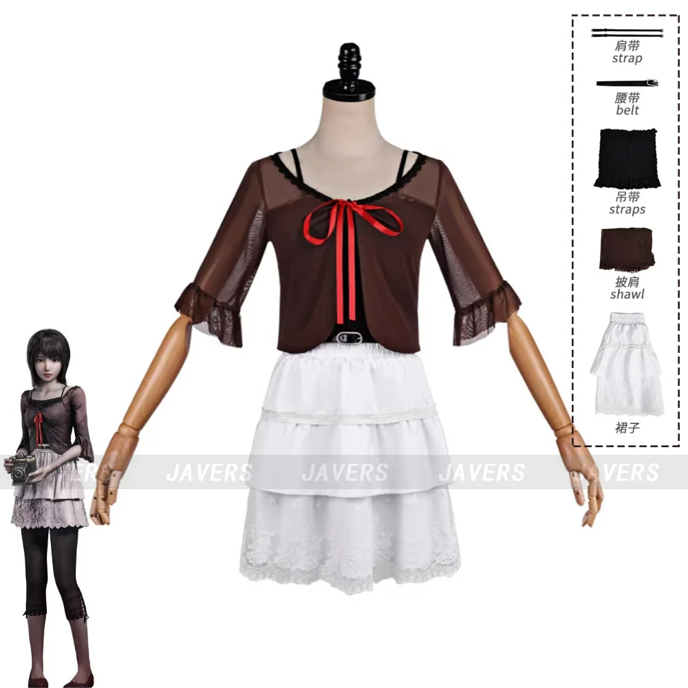 Fantasia de Cosplay do Jogo de Terror Zero Fatal Frame Amakura Mio, Camisa e Saia, Uniforme Sexy e Fofo para Mulheres, Traje para Lazer Diário e Festas
