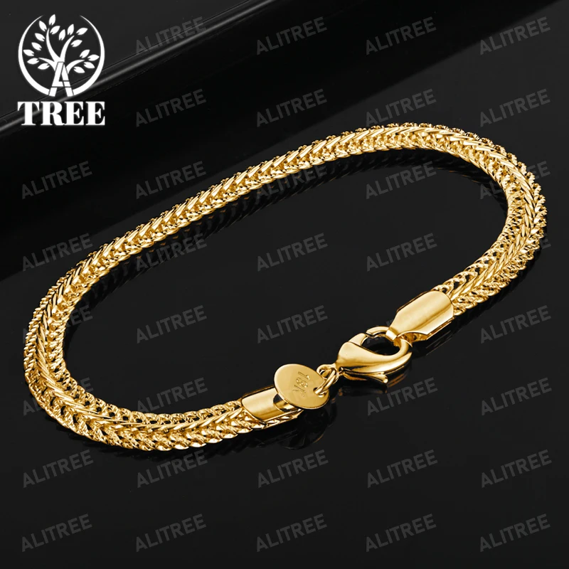 

ALITREE 18K Gold Side Chain Bracelets For Woman Men Fashion Bracelet Party Wedding Engagement Charm Jewelry Birthday Gift