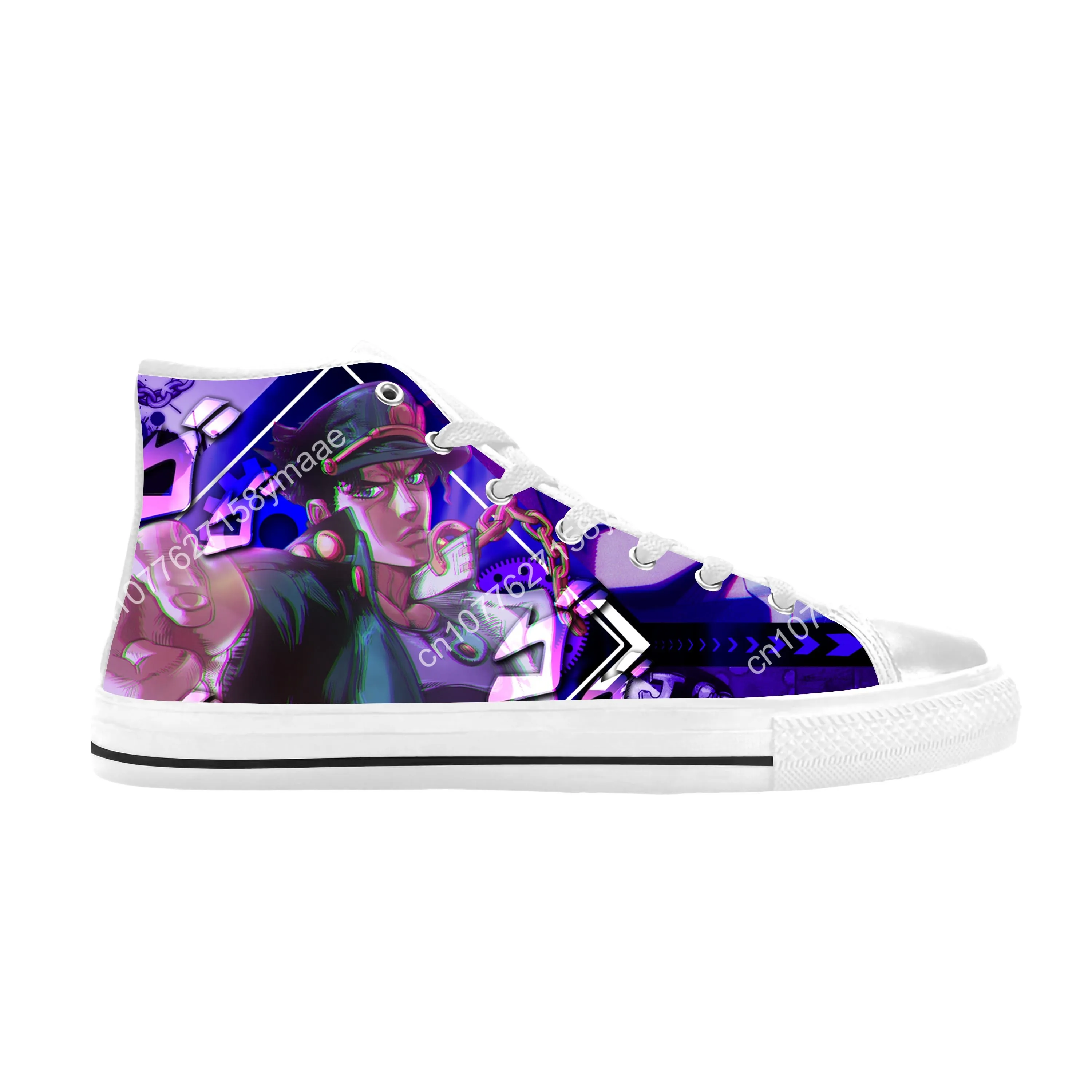 Japanese Anime Jojo Bizarre Adventure Kujo Jotaro Casual Cloth Shoes High Top Comfortable Breathable 3D Print Men Women Sneakers