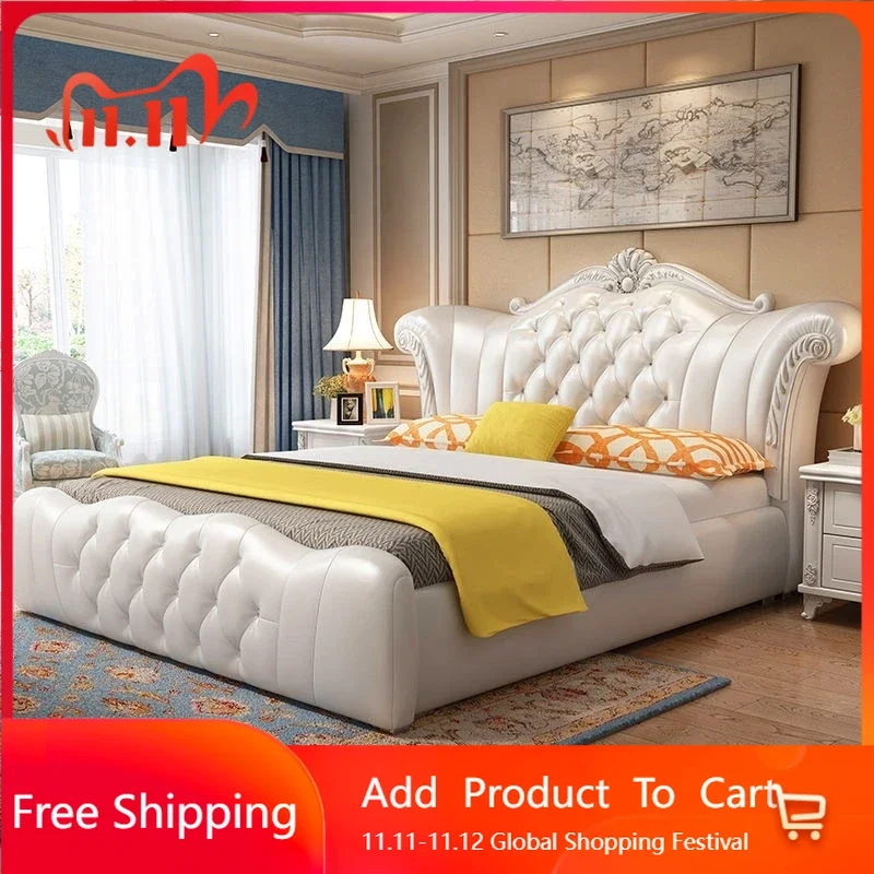 

Japanese Girls Double Bed Headboard Elegant Matrimonial Modern Bed Storage Luxury Italian Designer Muebles Postmodern Furniture