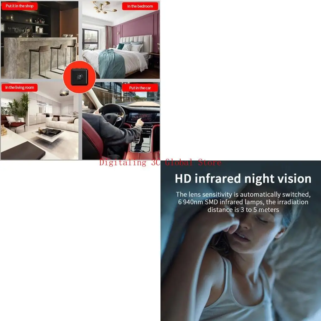 X6D 4K1080P شاشة لاسلكية MINI كاميرا كاميرا مراقبة محمولة كاميرا ويب التحكم عن بُعد للسيارة في الهواء الطلق في الهواء الطلق