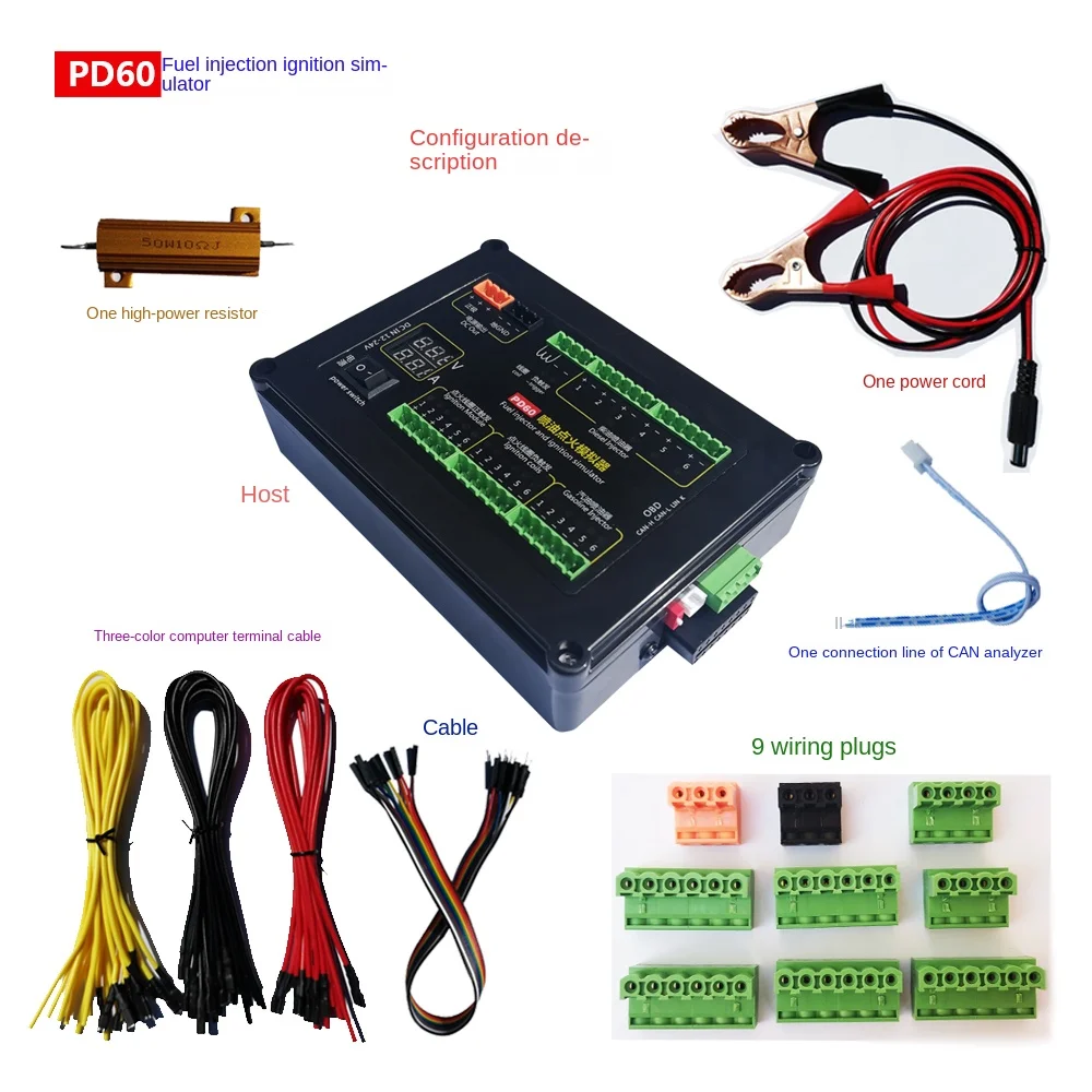 Simulador de bobina de encendido de inyector diésel de gasolina, herramienta de mantenimiento y prueba de ordenador de coche, PD60