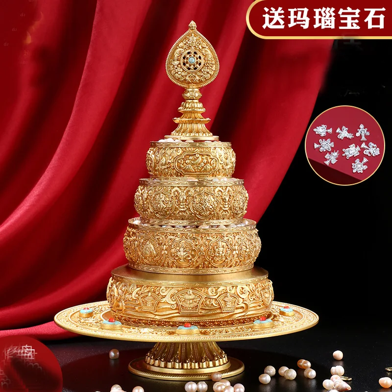 HOME shrine altar worship safe protection GOOD LUCK Eight Auspicious Symbols of Buddhism high-grade Gemstone Pearl Manza plate