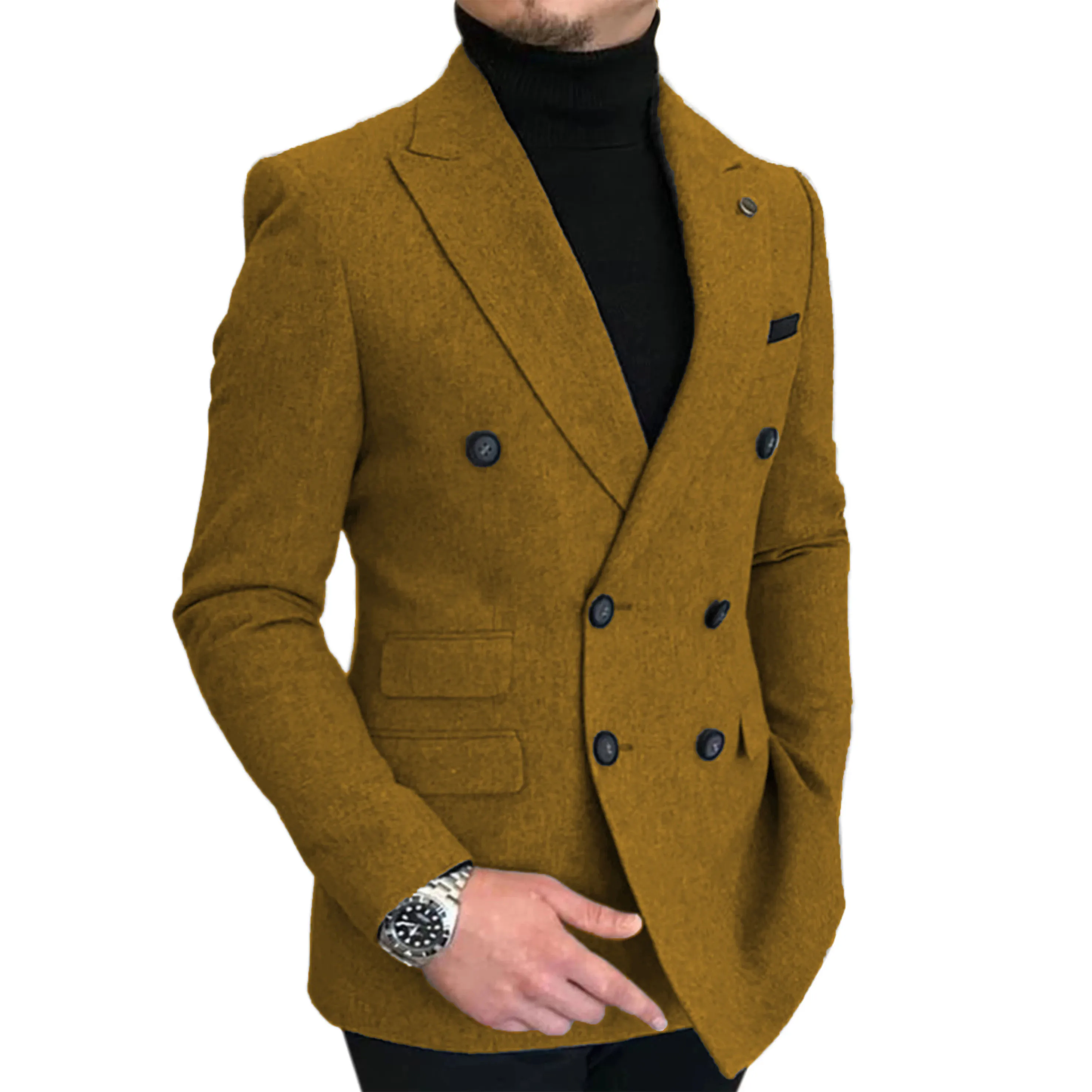 جديد نسيج الصوف الذكور السترة سليم صالح أنيقة الرجال الدعاوى الأعمال الترفيه رجل زي عالية الجودة الفاخرة سترة الزفاف الشتاء #5